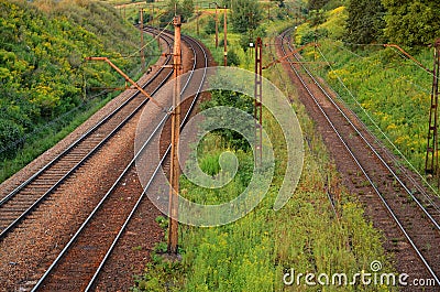 Sunshine railway tracks and power lines
