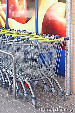 Trolleys of the Lidl supermarket