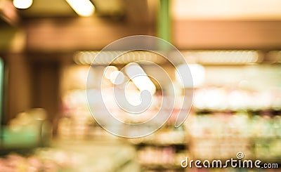 Supermarket store blurred background with bokeh,defocused light
