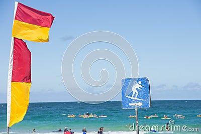 Surf life saving flags Australian beach