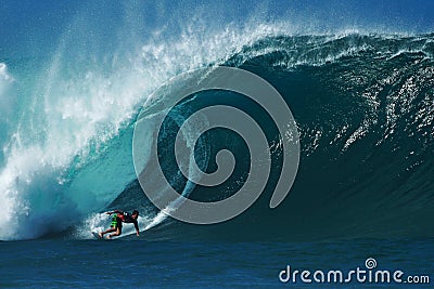 Surfer Evan Valiere Surfing Pipeline in Hawaii