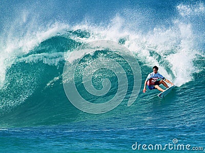 Surfer Gabriel Medina Surfing Pipeline in Hawaii