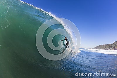 Surfing Rider Curling Wave