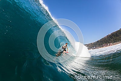 Surfing surfer Hollow Blue Ocean Wave