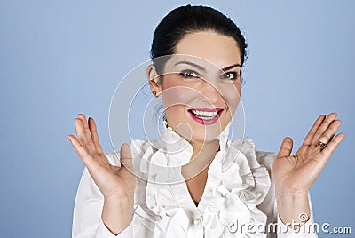 Surprised happy business woman