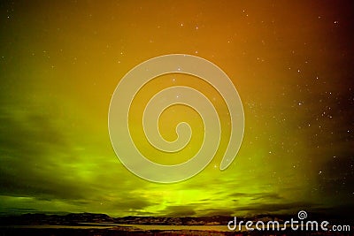 Surreal Northern Lights with clouds and stars sky