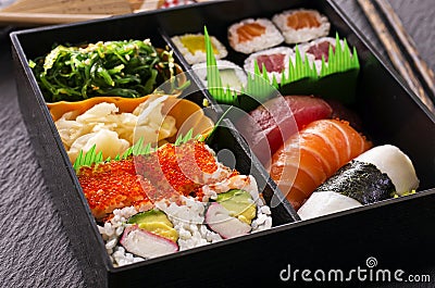 Sushi and Rolls in Bento Box