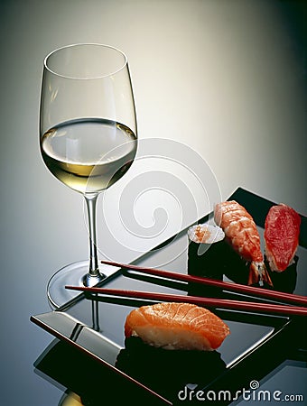 Sushi and wine