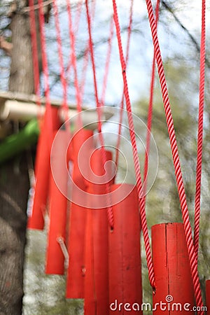 Suspension bridge is a part of high ropes course