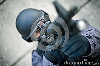 SWAT Officer with Gun