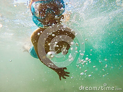 Swimmer and water bubbles