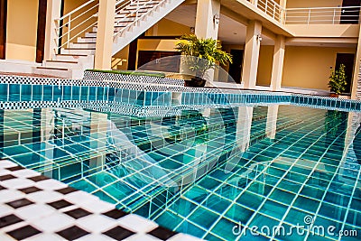 Swimming pool outdoor in tropical resort view detail in Thailand