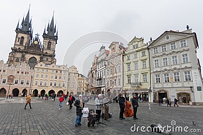 Swing jazz band play songs on Old Town Square, Prague, Czech Republic