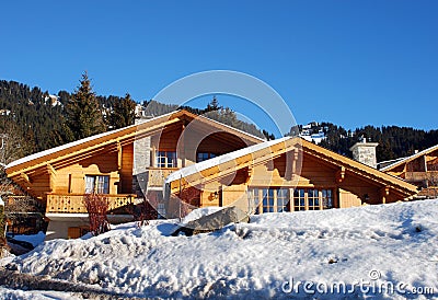 Swiss chalet in winter