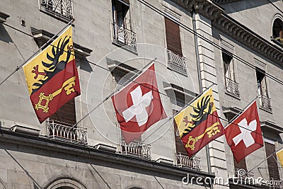 Swiss and Vaud Flags, Geneva