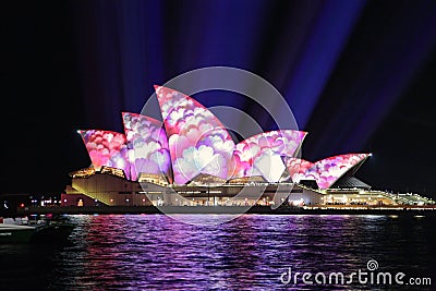 Sydney Opera House covered in flowers during Vivid Sydney