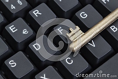Symbol of internet security key on the computer keyboard.