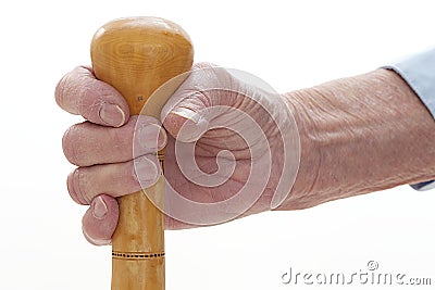 Symbol of old age , hand holding a cane