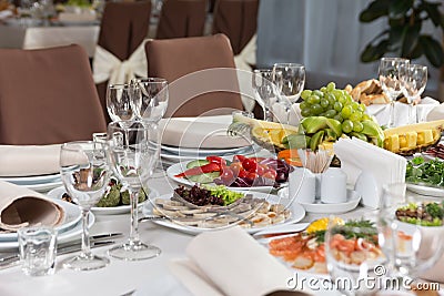 Table set for event party or wedding reception celebration