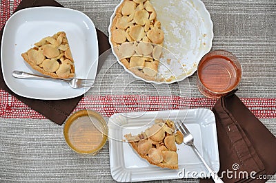 Table setting with apple cake