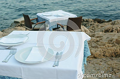 Table setting by the sea