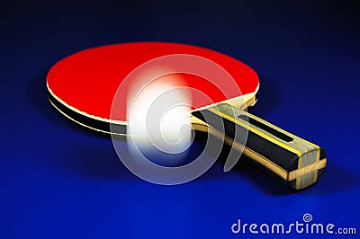 Table tennis racket and ball