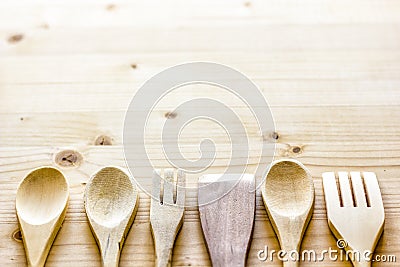 Table with wooden spoons