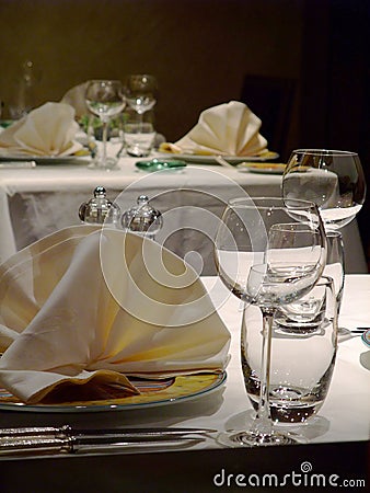 Tables for customers in french restaurant