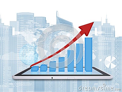 Tablet pc and growth chart on screen tablet