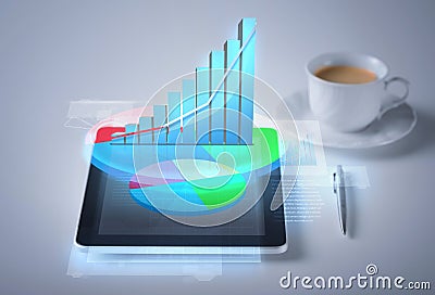 Tablet pc with virtual graph or chart