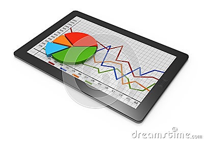 Tablets with a pie graph