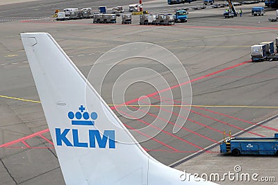 Tail unit with logo of Royal Dutch Airlines KLM