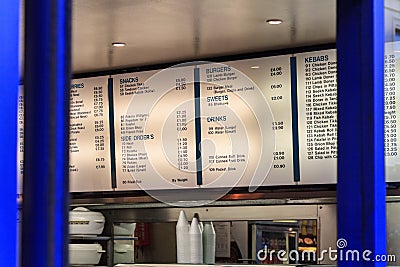 Take away restaurant menu light board