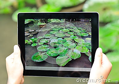 Taking photo with digtital tablet