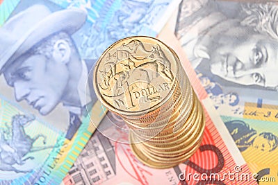 Stack of Australian dollar coins