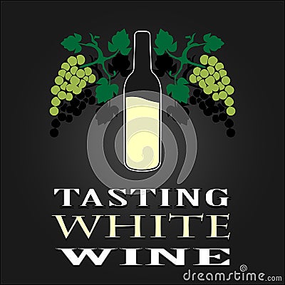 Tasting White Wine poster. Vector illustration