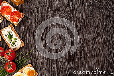 Tasty canapes food border background