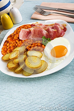 Tasty English Breakfast with Fried Potatoes