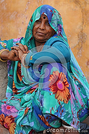 Tattooed Indian lady. Rajasthan, India.