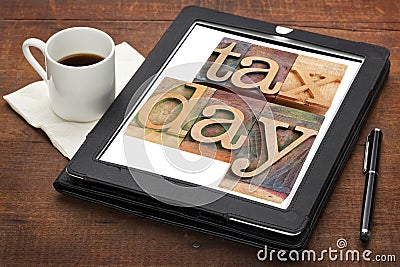 Tax day reminder on digital tablet
