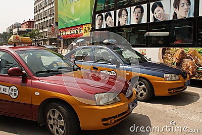 Taxi cabs in street of Beijing