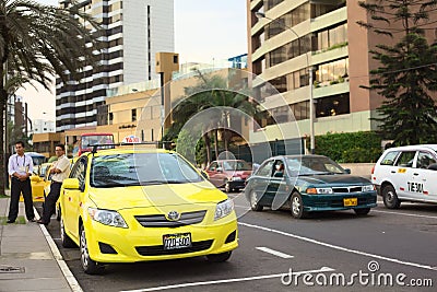 Taxi on Malecon de la Reserva at Larcomar in Miraflores, Lima, Peru