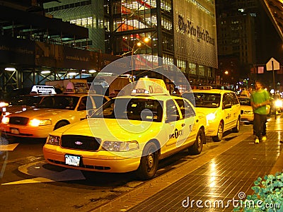 Taxis outside the New York Times Building