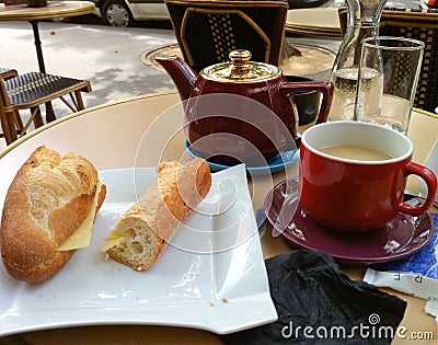Tea and sandwich in Paris cafe