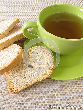 Tea and twice baked crisp bread