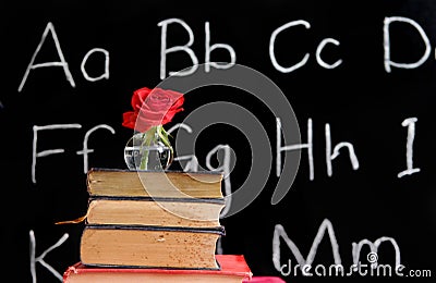 Teacher appreciation - rose and a blackboard