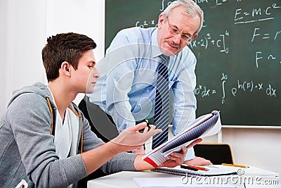 Teacher with high school students