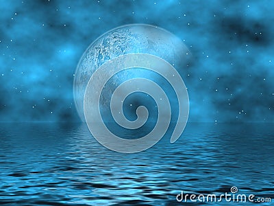 Teal Blue Moon & Water