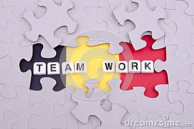 Team work on puzzle