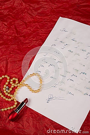 Tear drenched love letter of Valentines day